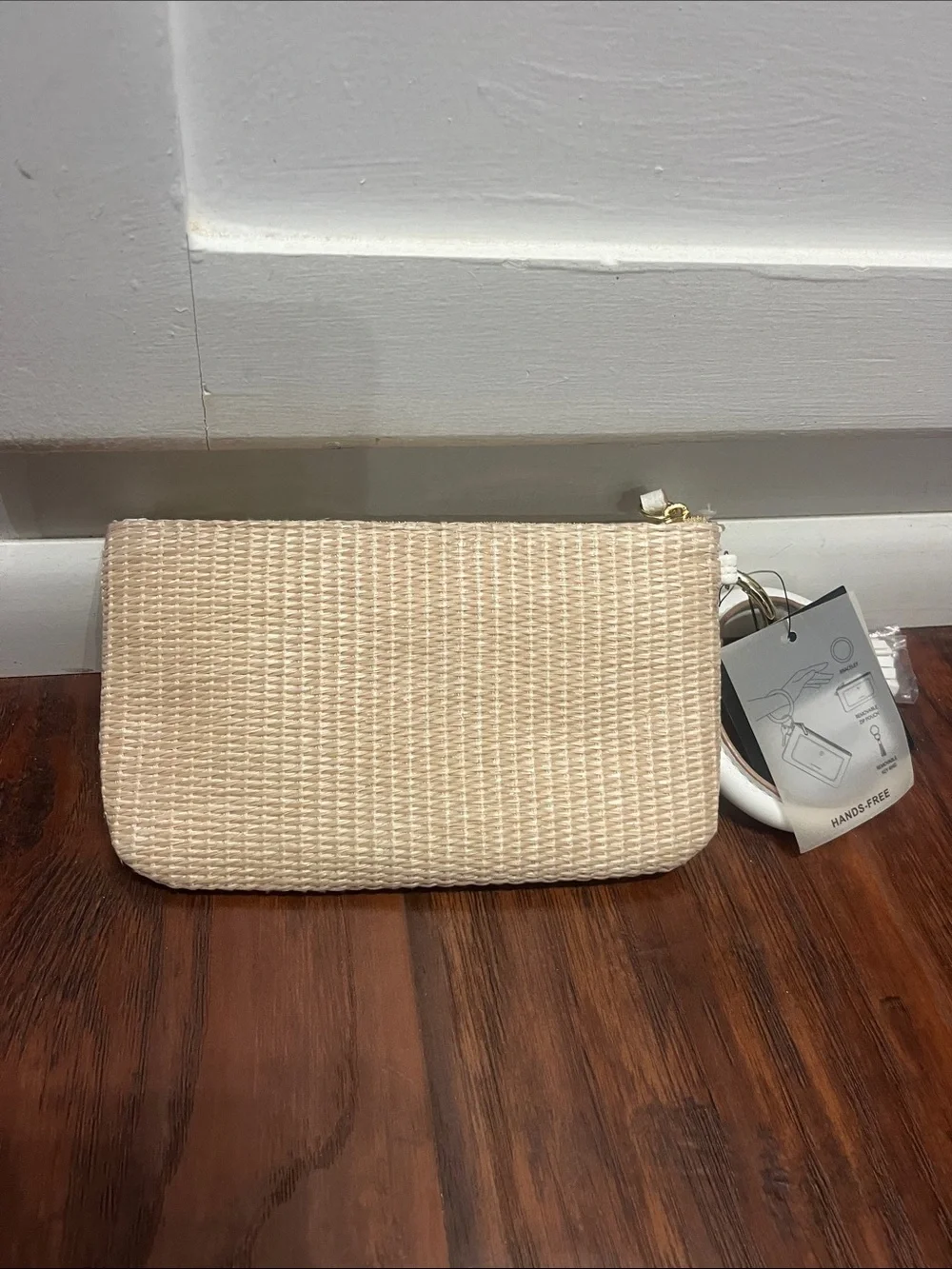 Nanette Lepore Beige and White Woven Wristlet with Detachable Bangle